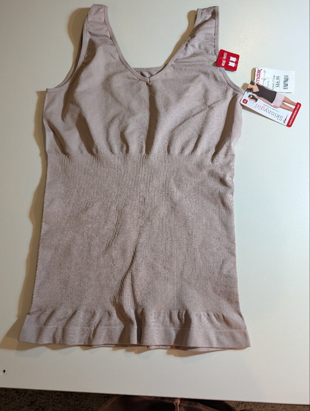 Skinny Girl Woman's Slimming Seamless Tank Top Shaper in Blush XL